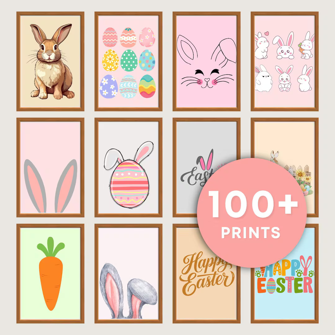 Easter Wall Art Prints | Easter Egg Bunny Posters | Easter Bunny Painting | Easter Decorations | ... | Etsy (US)