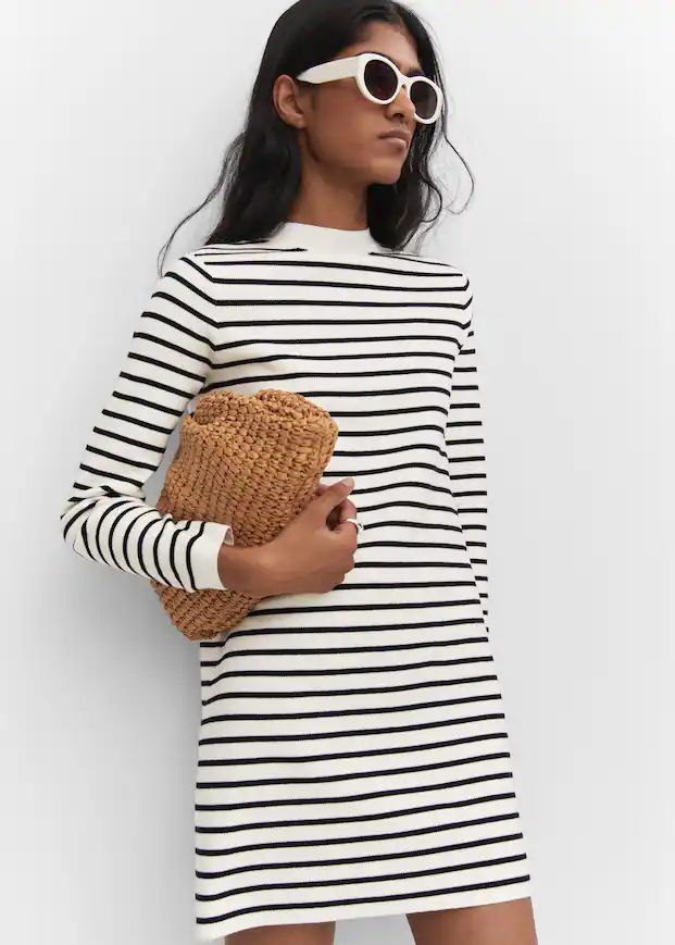 Striped jersey dress -  Women | Mango USA | MANGO (US)