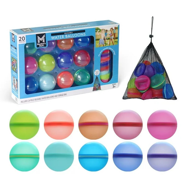 Member's Mark Self-Sealing Reusable Water Balloons with Mesh Storage Bag, 20 pc. - Samsclub.com | Sam's Club