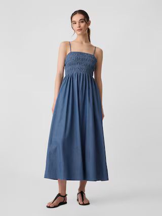 Denim Smocked Maxi Dress | Gap Factory