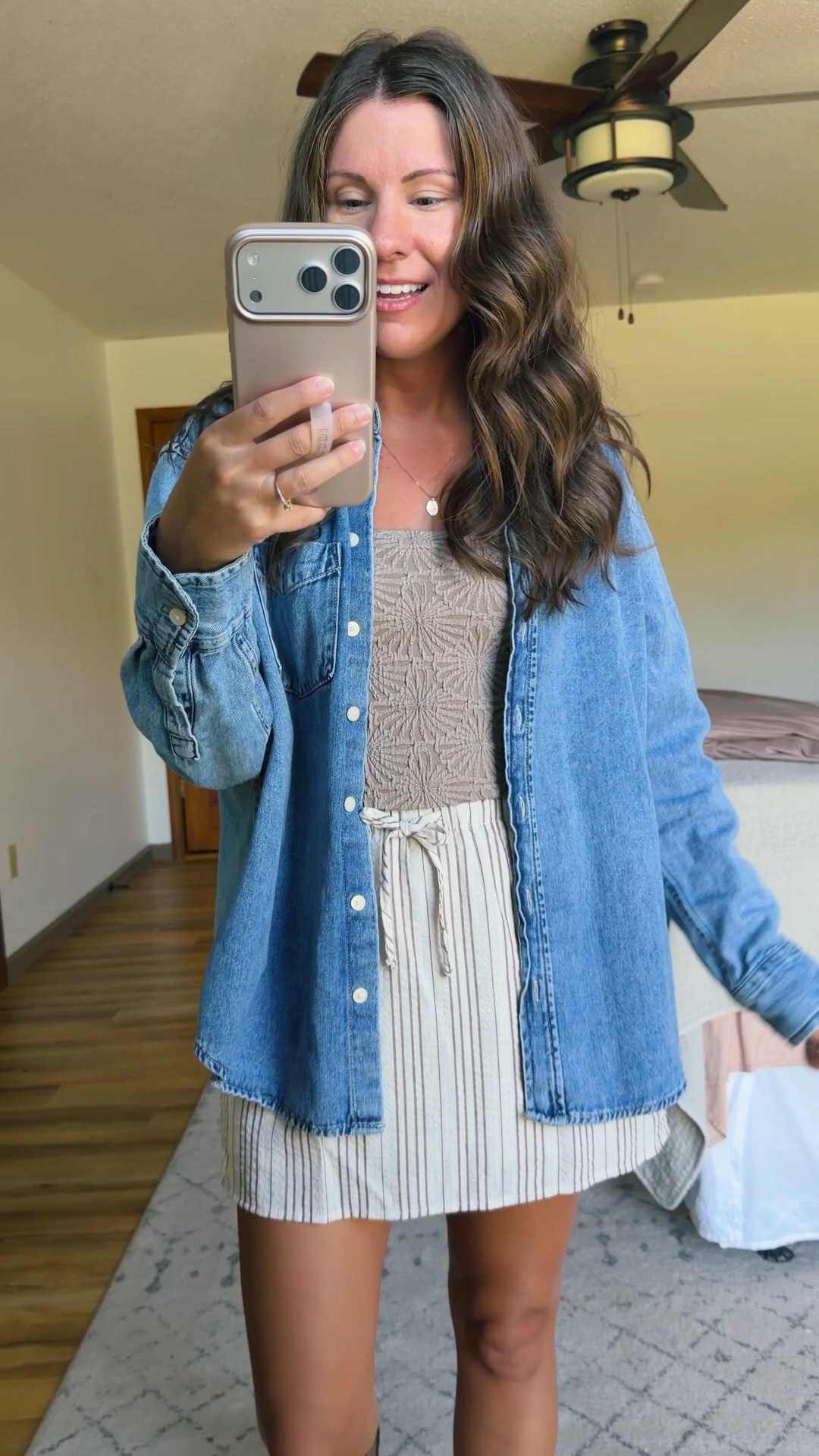 small in my tank, xs in my denim shirt, xs in my skort and 36 in my sandals🤎

#LTKPetite #LTKSeasonal #LTKootd