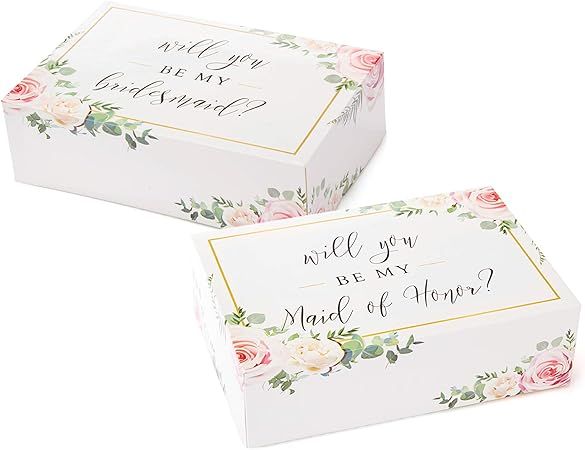 Bridesmaid Proposal Box Set {6 Pack} 1 Maid of Honor Proposal Box and 5 Will You be My Bridesmaid... | Amazon (US)