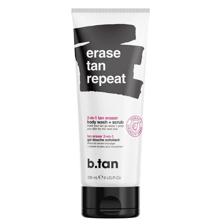 b.tan erase tan repeat - 2-in-1 tan eraser body wash + scrub, 8 fl oz | Walmart (US)