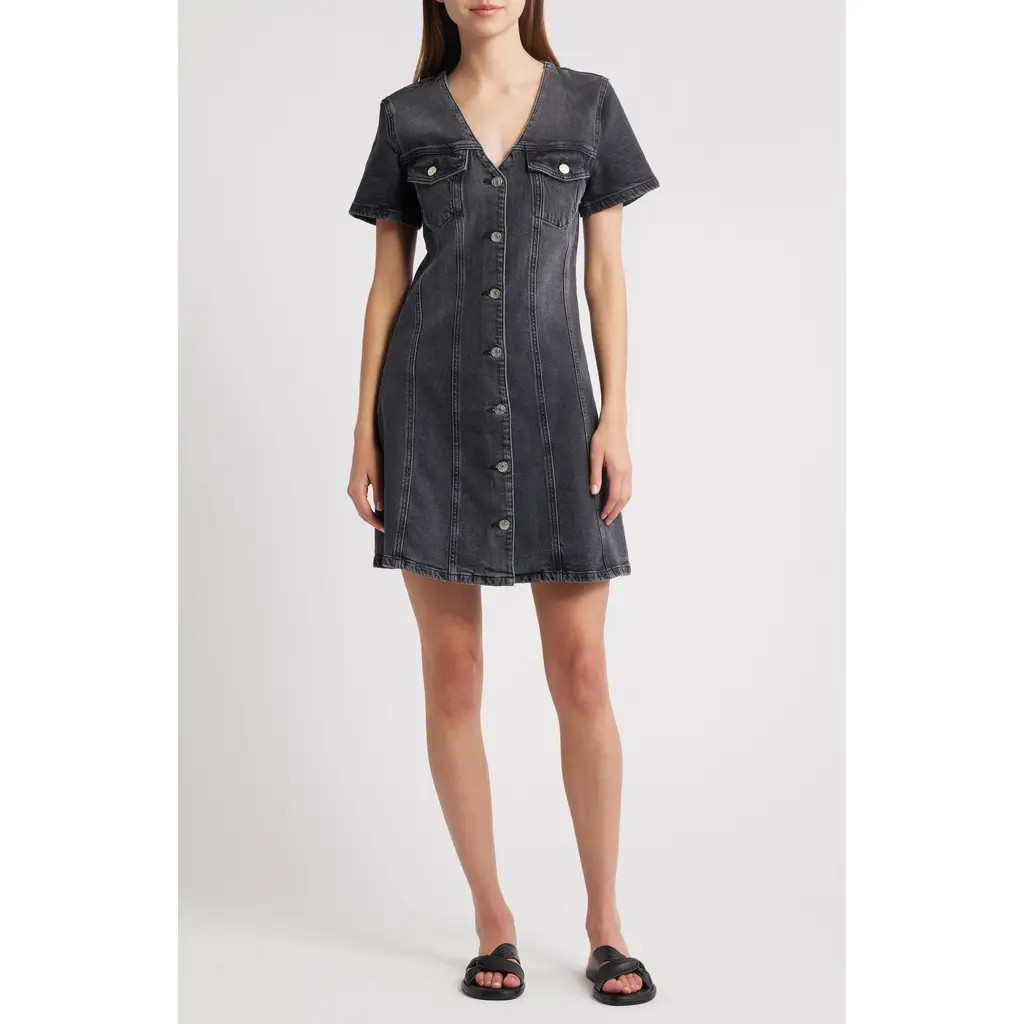 Rails Saratoga Button Front Denim Minidress in Washed Black at Nordstrom Rack, Size Small | Nordstrom Rack