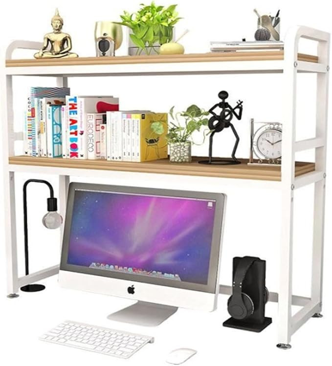 uyoyous Computer Desktop Shelf 2-Tier Desktop Hutch Bookshelf with Adjustable Shelf Display Rack ... | Amazon (US)