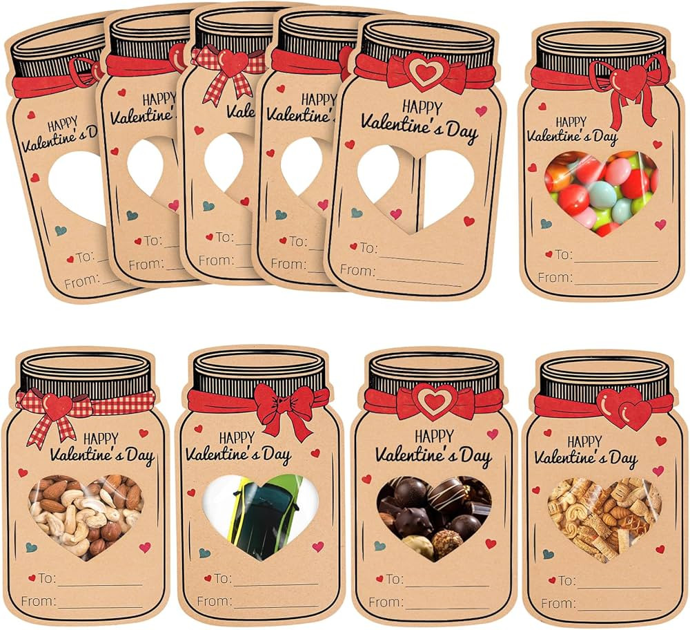 Valentines Day Gifts for Kids 60Pack Mason Jar Happy Valentines Cards Valentine Exchange Cards fo... | Amazon (US)