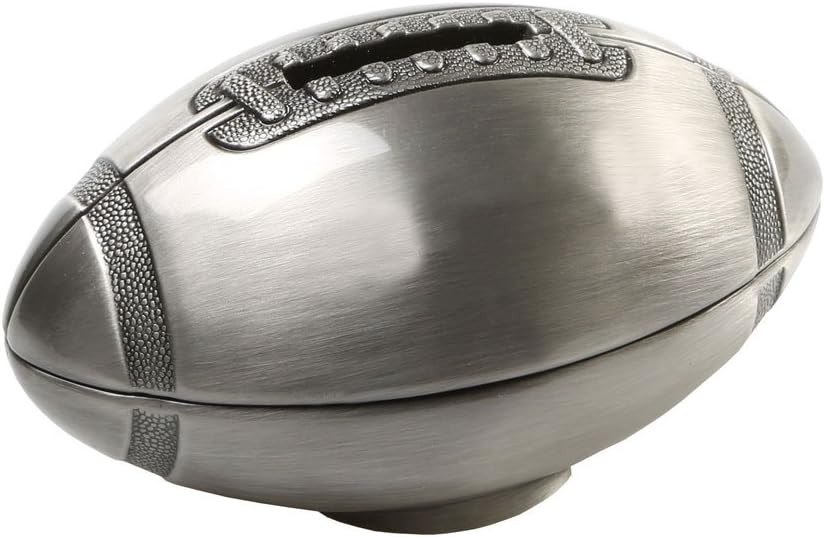 Pewter Football Bank for Kids, Newborn Gift, Polished Silver Finish, 4.25” x 2.5", Brushed Non-... | Amazon (US)