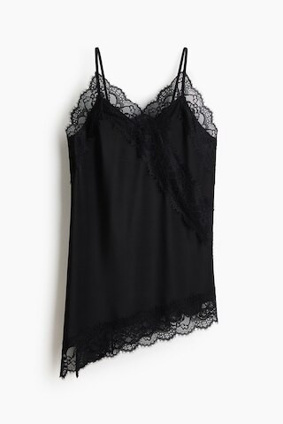 H & M - Lace-detail jersey strappy top - Black | H&M (US + CA)