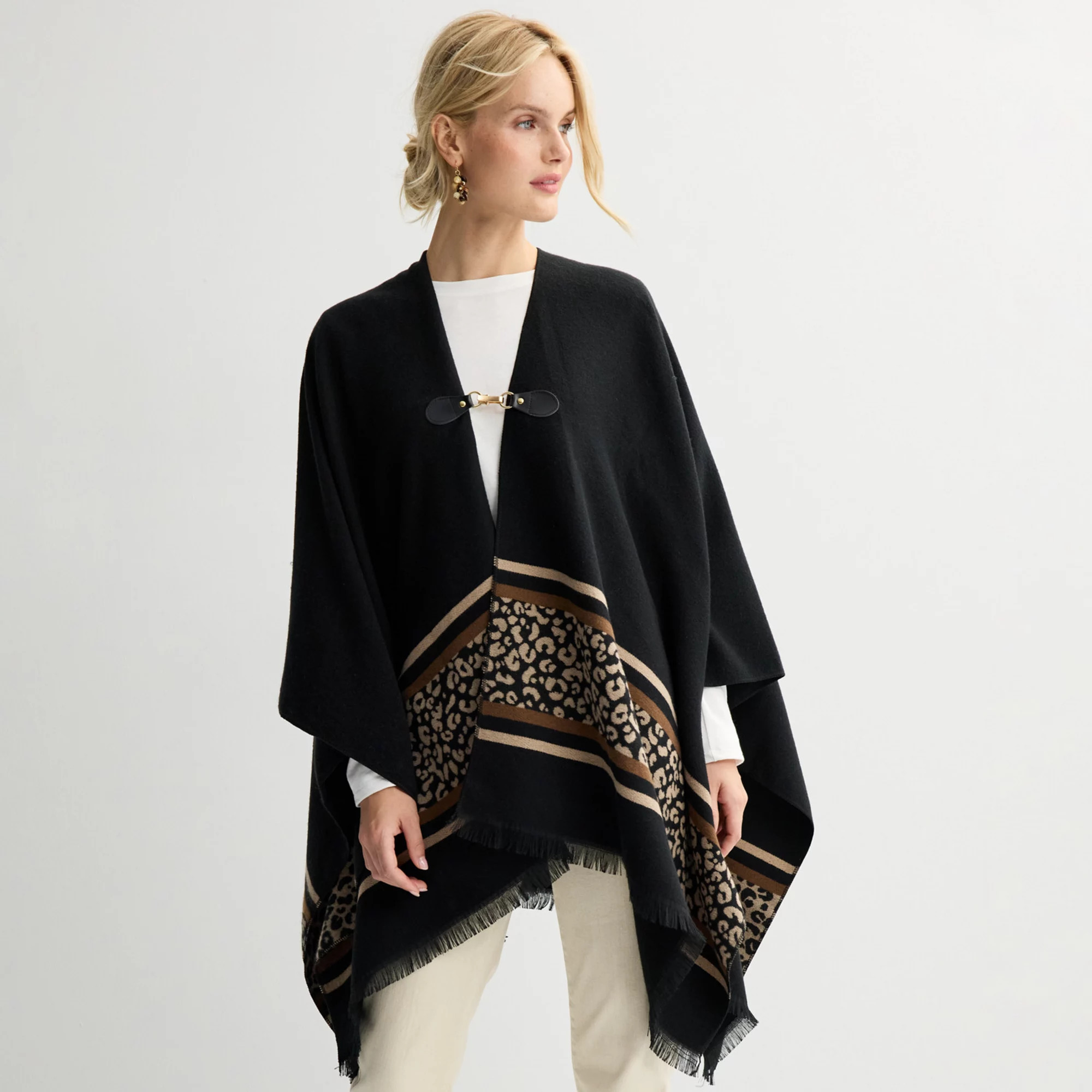 Women's Sonoma Goods For Life® Border Cheetah Ruana Topper, Neutral | Kohl's