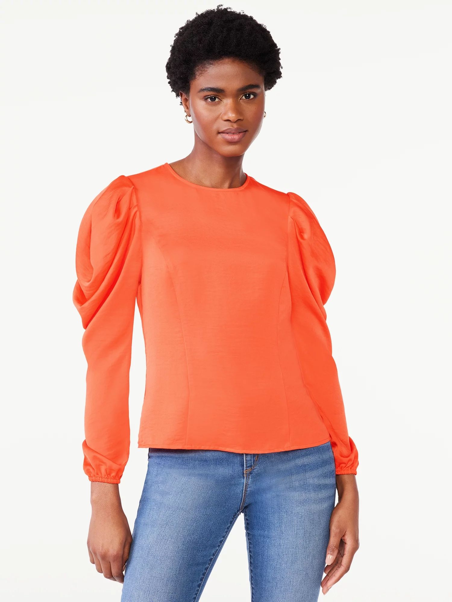 Scoop Women's Top with Blouson Sleeves, Sizes XS-XXL | Walmart (US)