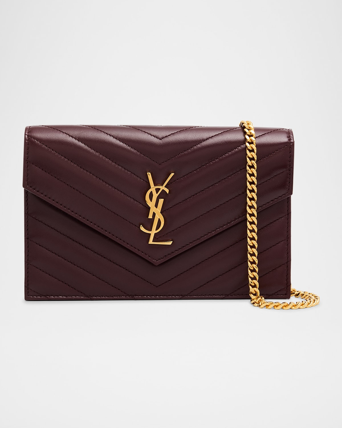 Small YSL Wallet on Chain in Quilted Leather | Neiman Marcus