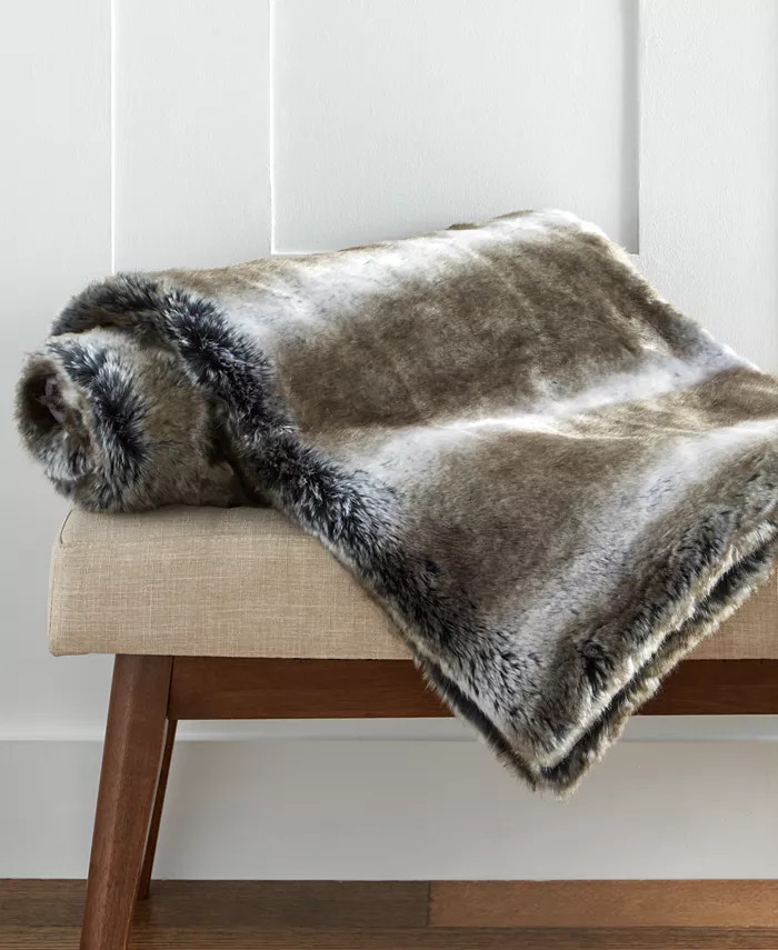 Chinchilla Faux Fur Throw, 50" x 60", Created for Macy's | Macy's