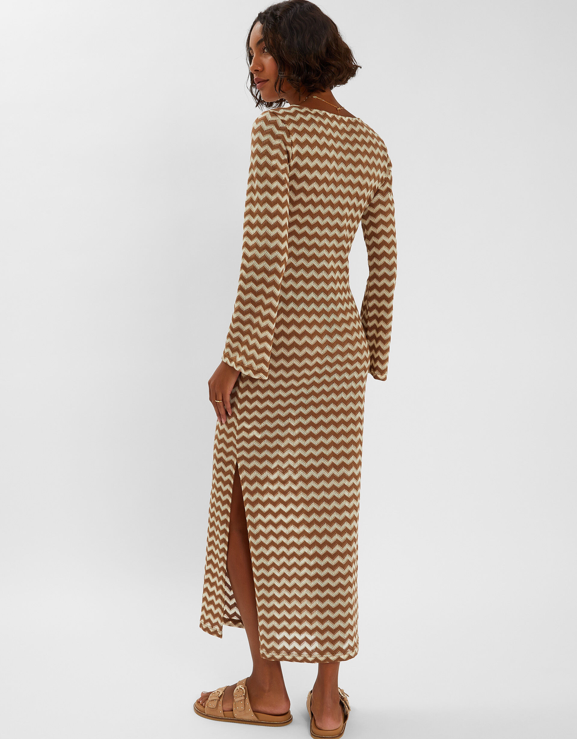 Crochet Long Sleeve Maxi Dress Natural | Accessorize (Global)