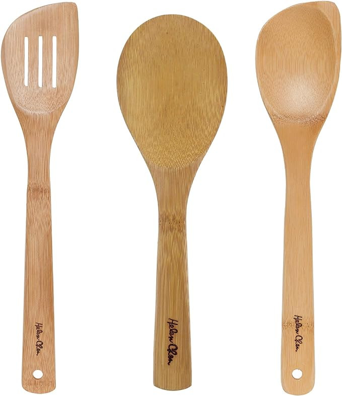Helen’s Asian Kitchen Bamboo Cooking Utensils and Stir Fry Tools, 3-Piece Set | Amazon (US)