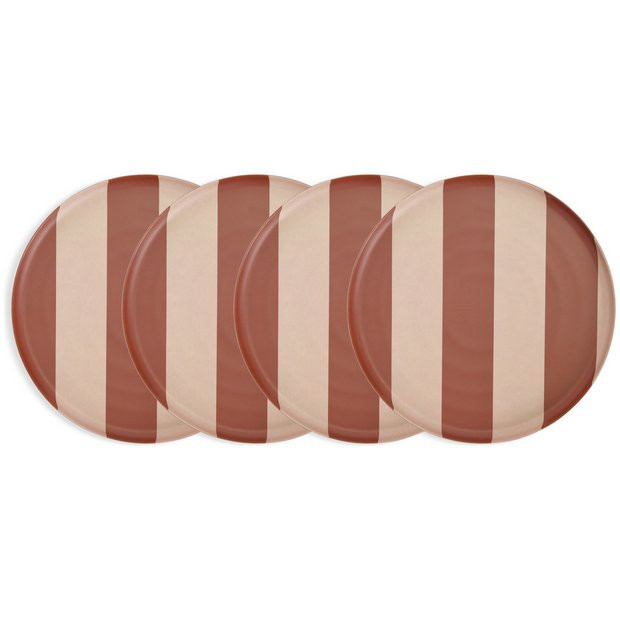 Buy Habitat Striped Picnic Dinner Plate – set of 4 | Dinnerware and dinner sets | Argos | argos.co.uk