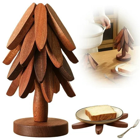Luluganb Wooden Trivets for Hot Dishes,Tree Shape Trivet Set,Wooden Christmas Tree Trivets for Hot Dish,Pot,Bowl,Teapot | Walmart (US)