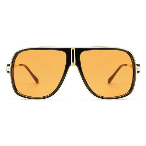 Appassal Retro Aviator Sunglasses for Women Men Oversized 70s 90s Square Womens Mens Sunnies AP3683 Gold/Orange | Amazon (US)
