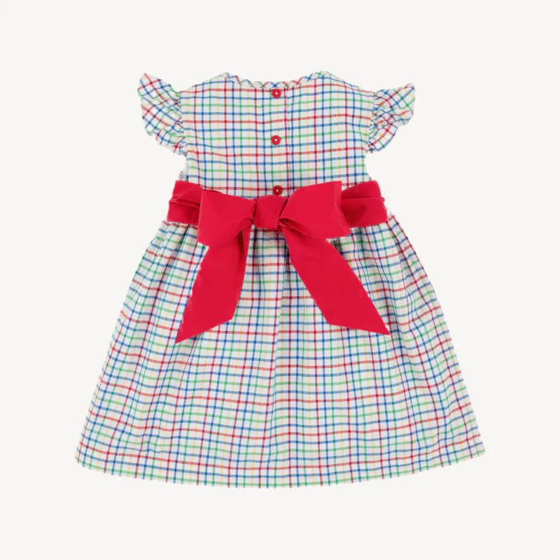 Addie Angel Sleeve Dress - Kindness Wins Windowpane with Richmond Red | The Beaufort Bonnet Company