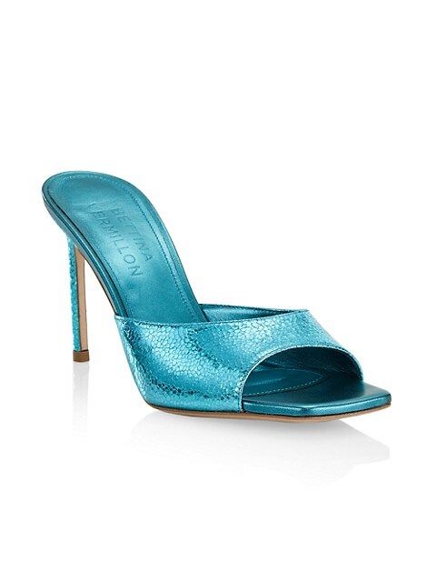 Bettina Vermillon Fina Metallic Leather Mules | Saks Fifth Avenue