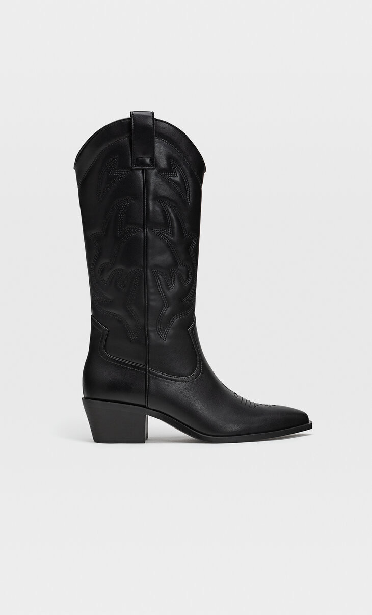Heeled cowboy boots - Women's fashion | Stradivarius United Kingdom | Stradivarius (UK)