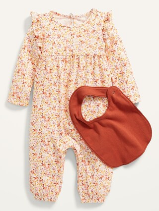 Long-Sleeve Printed One-Piece and Bib Set for Baby | Old Navy (US)