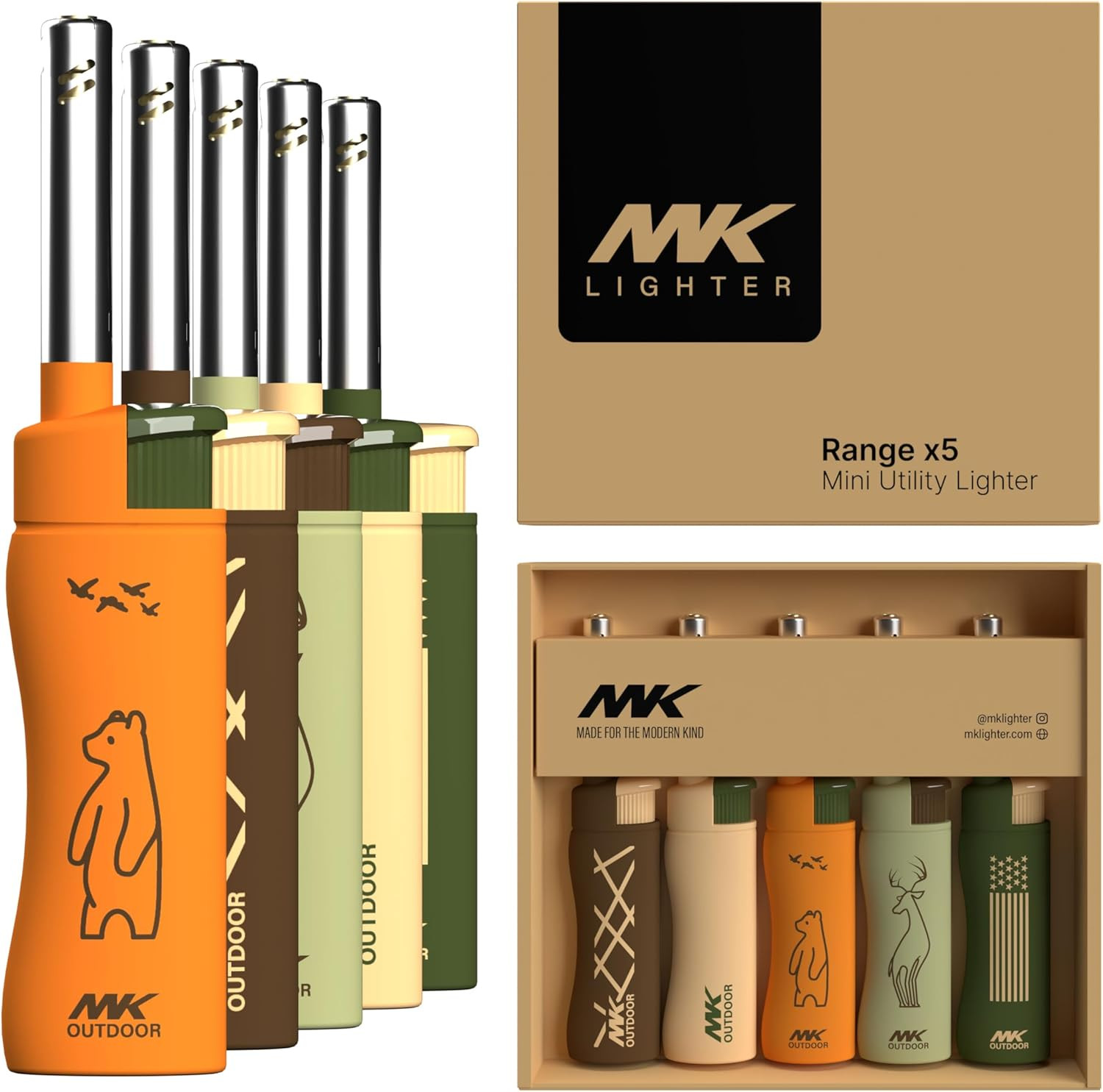 MK Lighter 5pcs. Outdoor Series Candle Lighters, Windproof Torch Flame, Ideal Lighters for Candle... | Amazon (US)