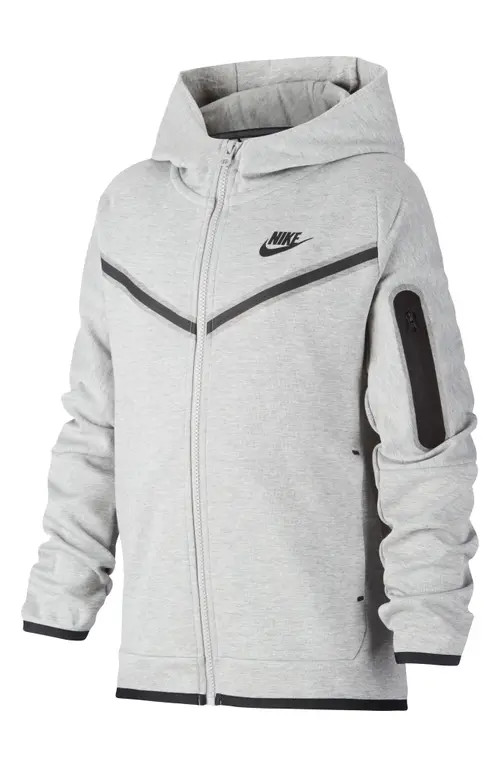 Nike Sportswear Tech Zip Hoodie in Dk Grey Heather/Black at Nordstrom | Nordstrom