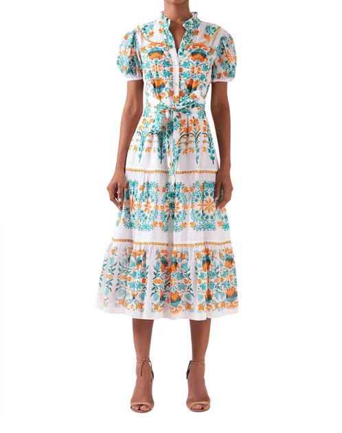 Pippa Midi Dress In Fern Noura | Shop Simon