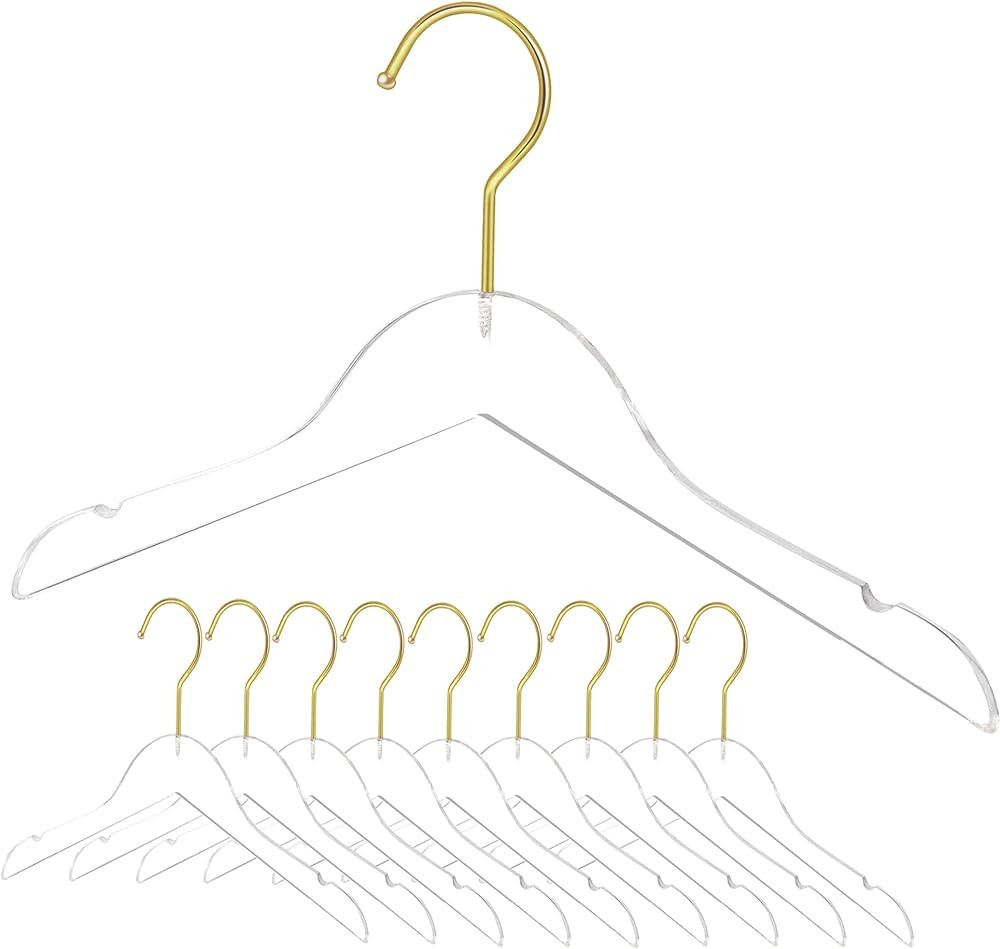 10 Pack Clear Acrylic Children's Hangers Kids Hanger Baby Toddler Infant-Hangers Clear Premium Ha... | Amazon (US)