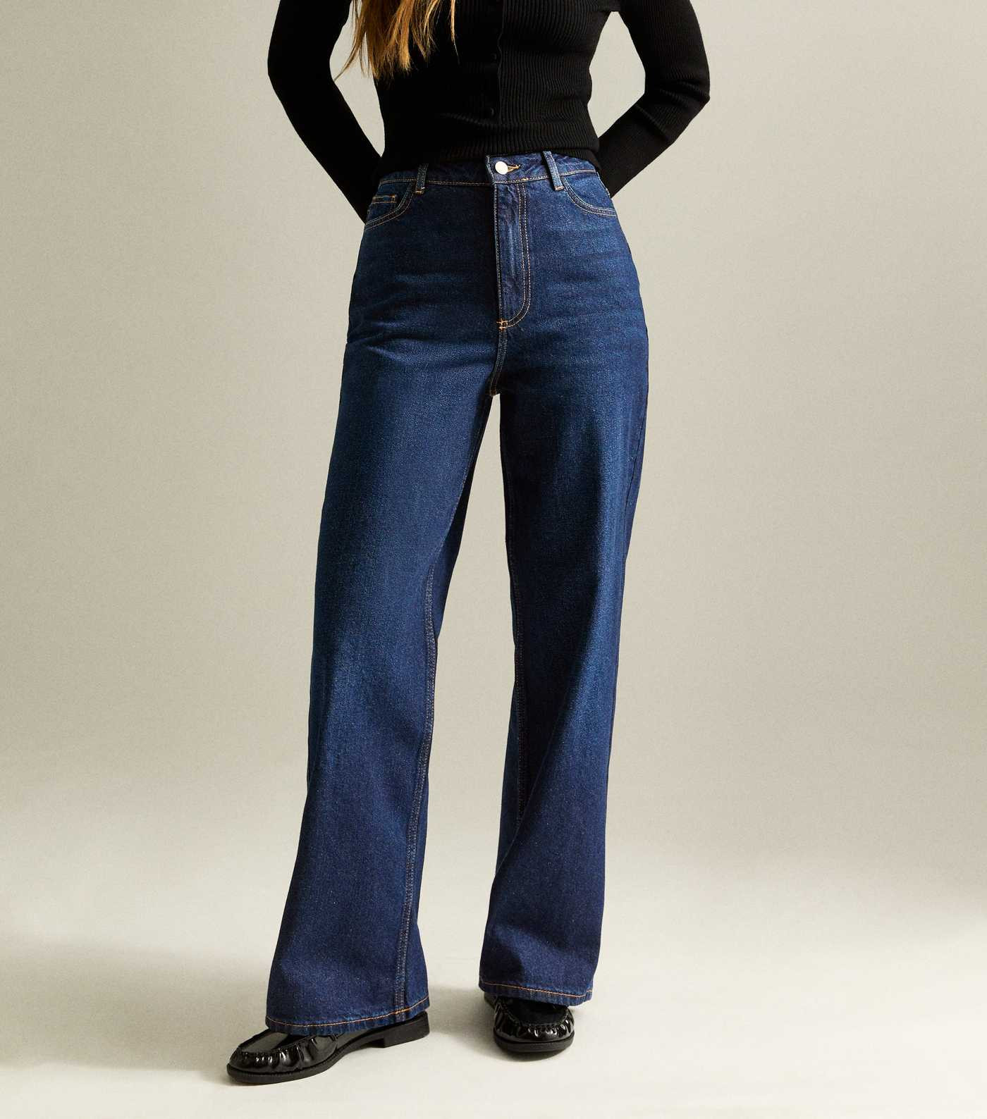 Dark Blue Adalae High Waisted Wide Leg Jeans | New Look | New Look (UK)