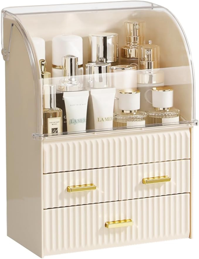 Makeup Organizer for Vanity,Large Capacity Skincare Organizers with Lid and Drawers, Countertop C... | Amazon (US)