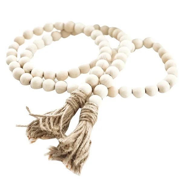 1PC Wooden Bead Garland Farmhouse Rustic Country Tassle Prayer Beads Wall Hanging Decorations - W... | Walmart (US)