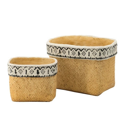 Maliang Set of 2 Rectangular Basket Planters, L:10.5x8.5x8" S:7.5x5.5x6.5" | Target