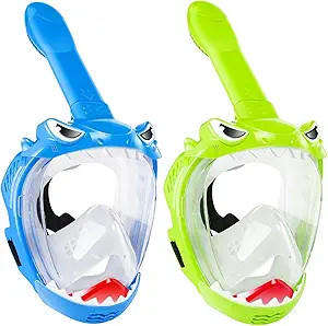 Full Face Snorkel Mask for Kids, Kids Snorkeling Set 180 Degree Panoramic View, Safe Anti-Leak An... | Amazon (US)