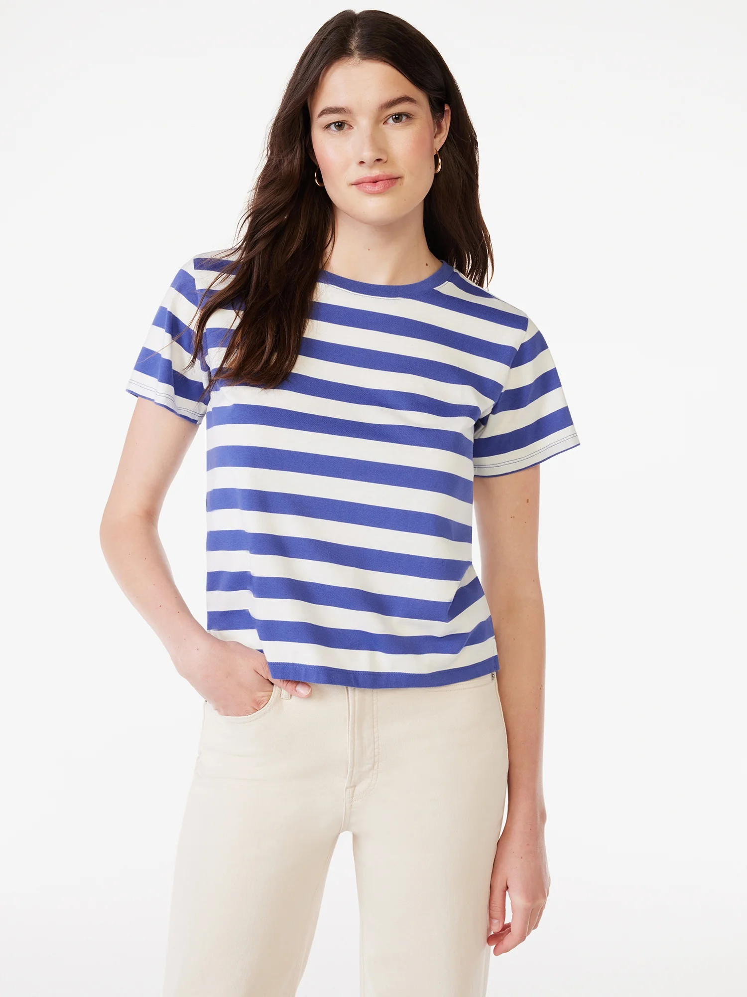 Free Assembly Women's Crop Box Tee with Short Sleeves, Sizes XS-XXXL | Walmart (US)