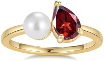 10K 14K 18K Gold Pearl and Gemstone Toi Et Moi Rings for Women Freshwater Cultured Pearl and Pear... | Amazon (US)