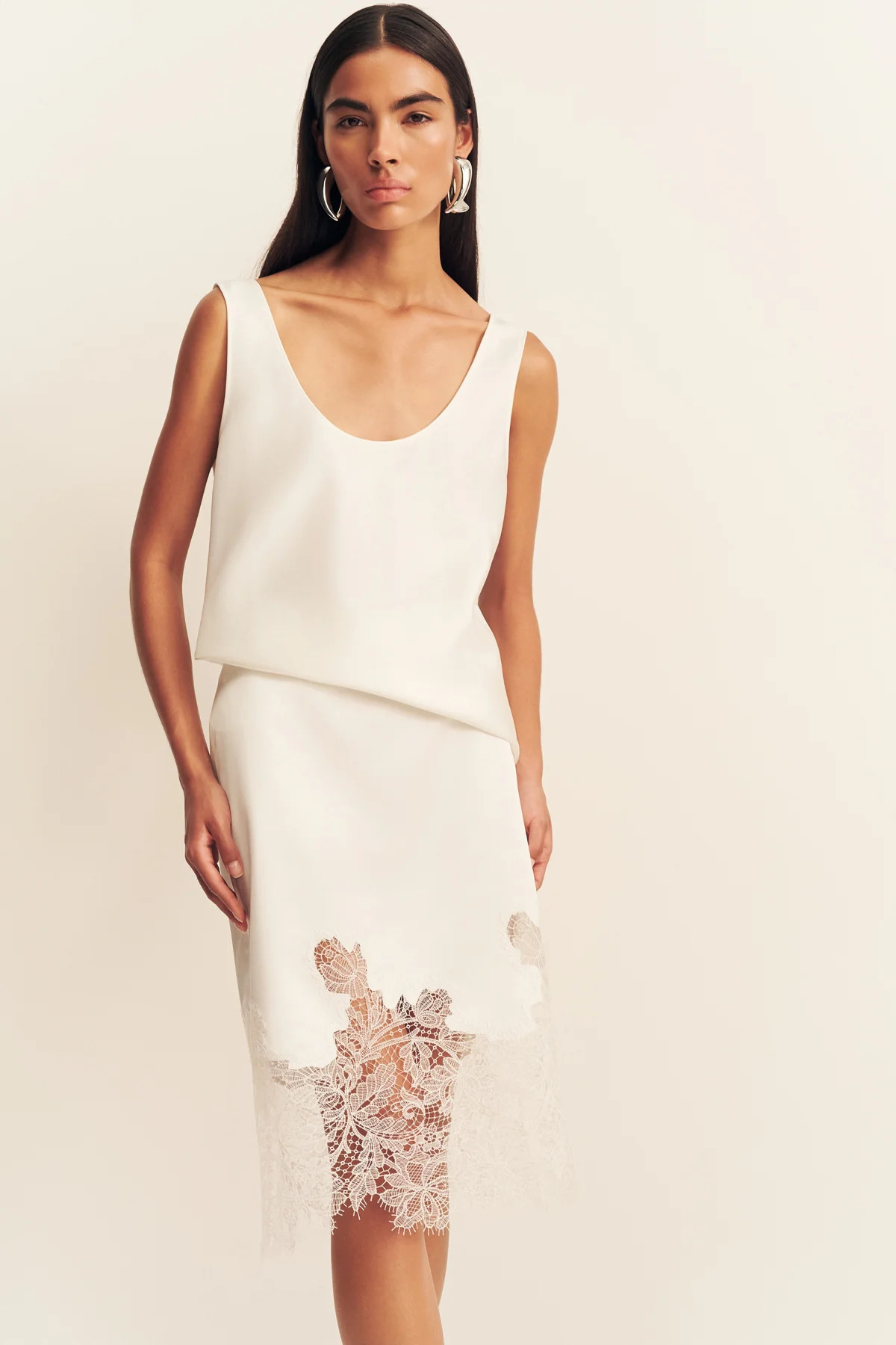 Lucia Lace Knee Length Skirt | Ivory | Skirts | Shona Joy | Shona Joy