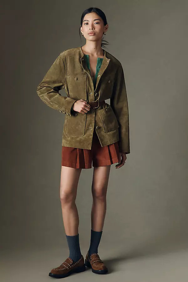 BLANKNYC Real Suede Collarless Jacket | Anthropologie (US)