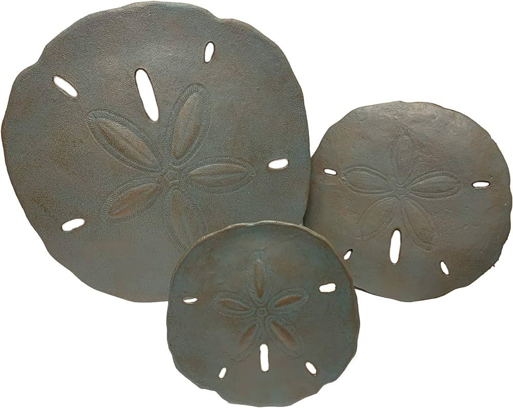 Nautical Tropical Imports Set of 3 Large Urchin Sand Dollar Wall Hanging Sculptures (Verdigris Br... | Amazon (US)