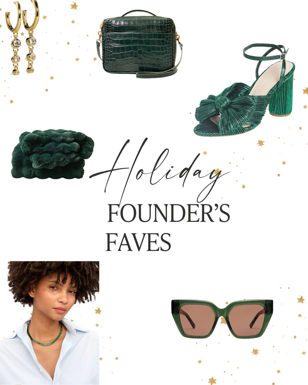 Holiday dressing, but make it chic. This Founder’s Faves style edit is all about rich emerald tones, luxe textures, and accessories that take any outfit to the next level. From velvet heels and croc-embossed crossbodies to statement earrings, cozy wraps, and bold green sunglasses, these pieces add just the right mix of polish and personality. Whether you’re heading to a holiday party or want festive everyday style, shop Ann’s curated green fashion picks to elevate your season in an instant. 

 #LTKGiftGuide #LTKHoliday #LTKHome