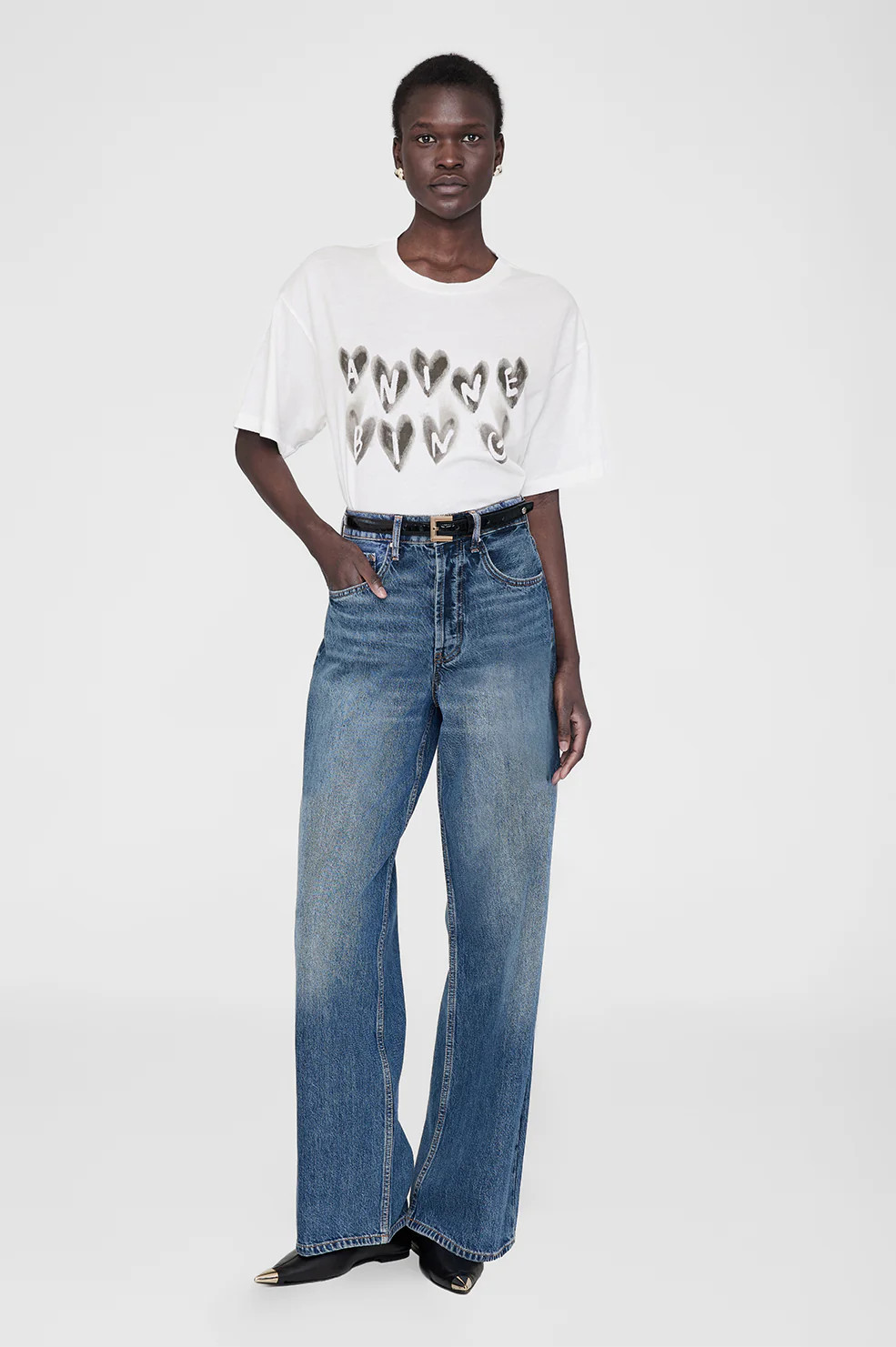 Cade Tee Hearts - Ivory L | Anine Bing