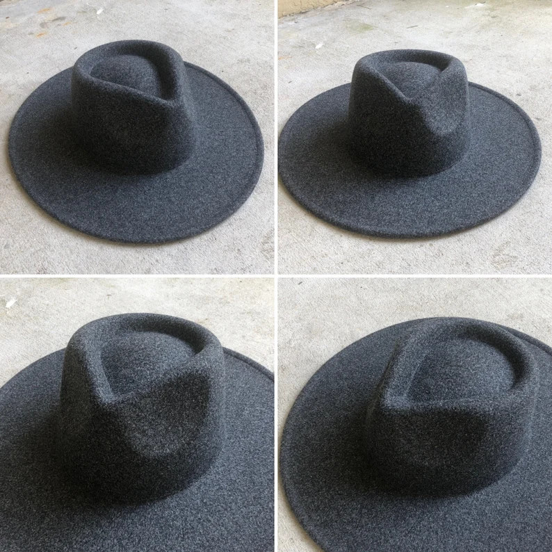 Fedora hat, wide brim hat, vegan felt rancher hat, flat brim hat, stiff brim, fedora for men, fed... | Etsy (US)
