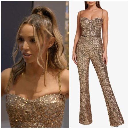 Scheana Shay’s Gold Sequin Chain Strap Jumpsuit