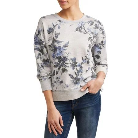 Floral Printed Crewneck Sweatshirt Women's | Walmart (US)