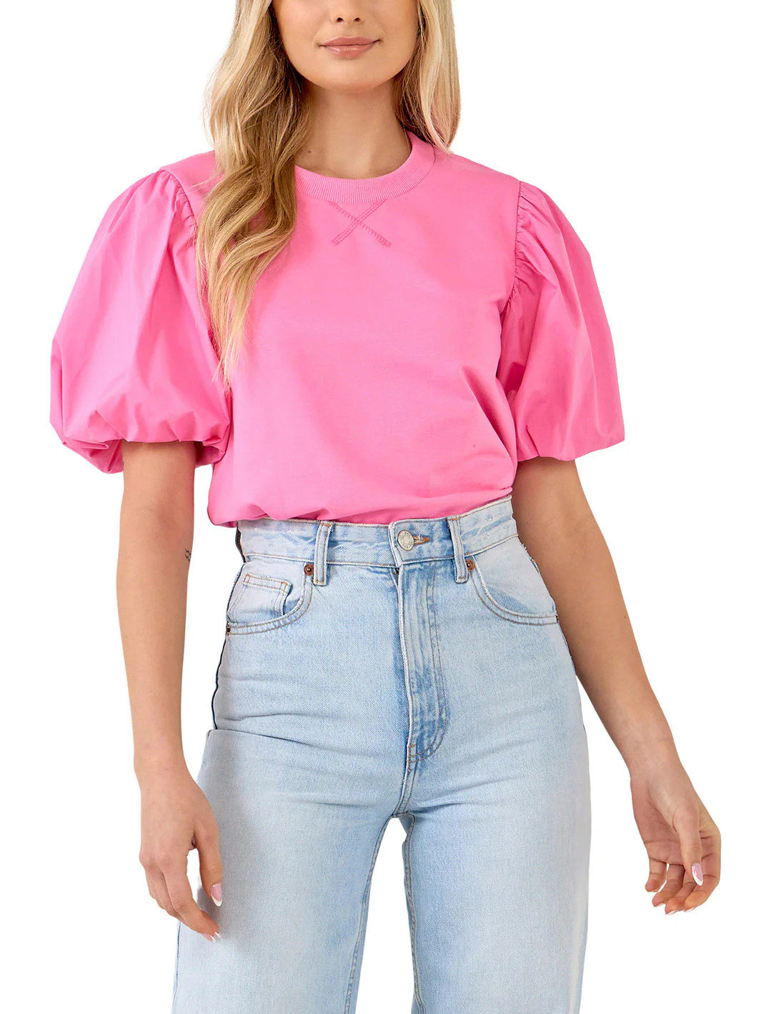 English Factory Women's Puff Sleeve Sweatshirt in Pink Medium Lord & Taylor | Lord & Taylor