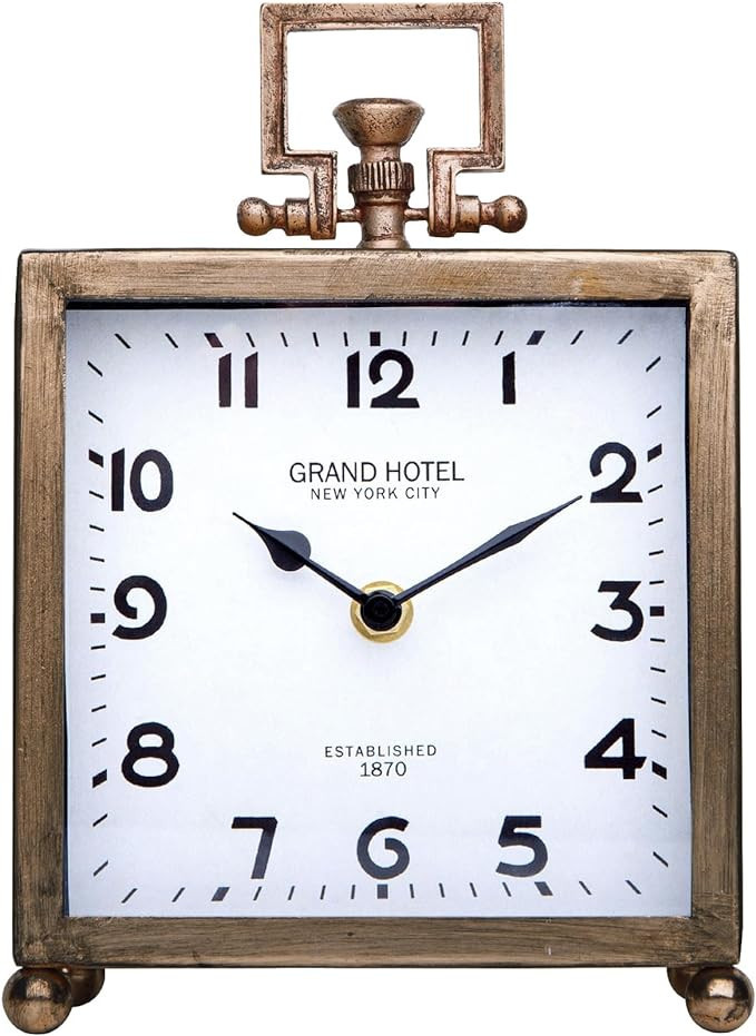 NIKKY HOME Metal Table Clock, Silent Non-Ticking Classic Battery Operated Decorative Mantel Desk ... | Amazon (US)