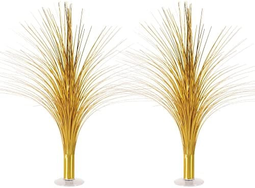 Beistle Metallic Spray Centerpieces - 2-Pack Elegant Gold Table Decorations with Clear Base, Shim... | Amazon (US)