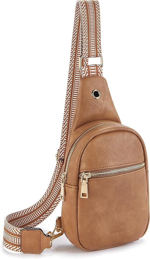 Telena Small Sling Bag for Women Leather Crossbody Fanny Packs Chest Bag for Women | Amazon (US)