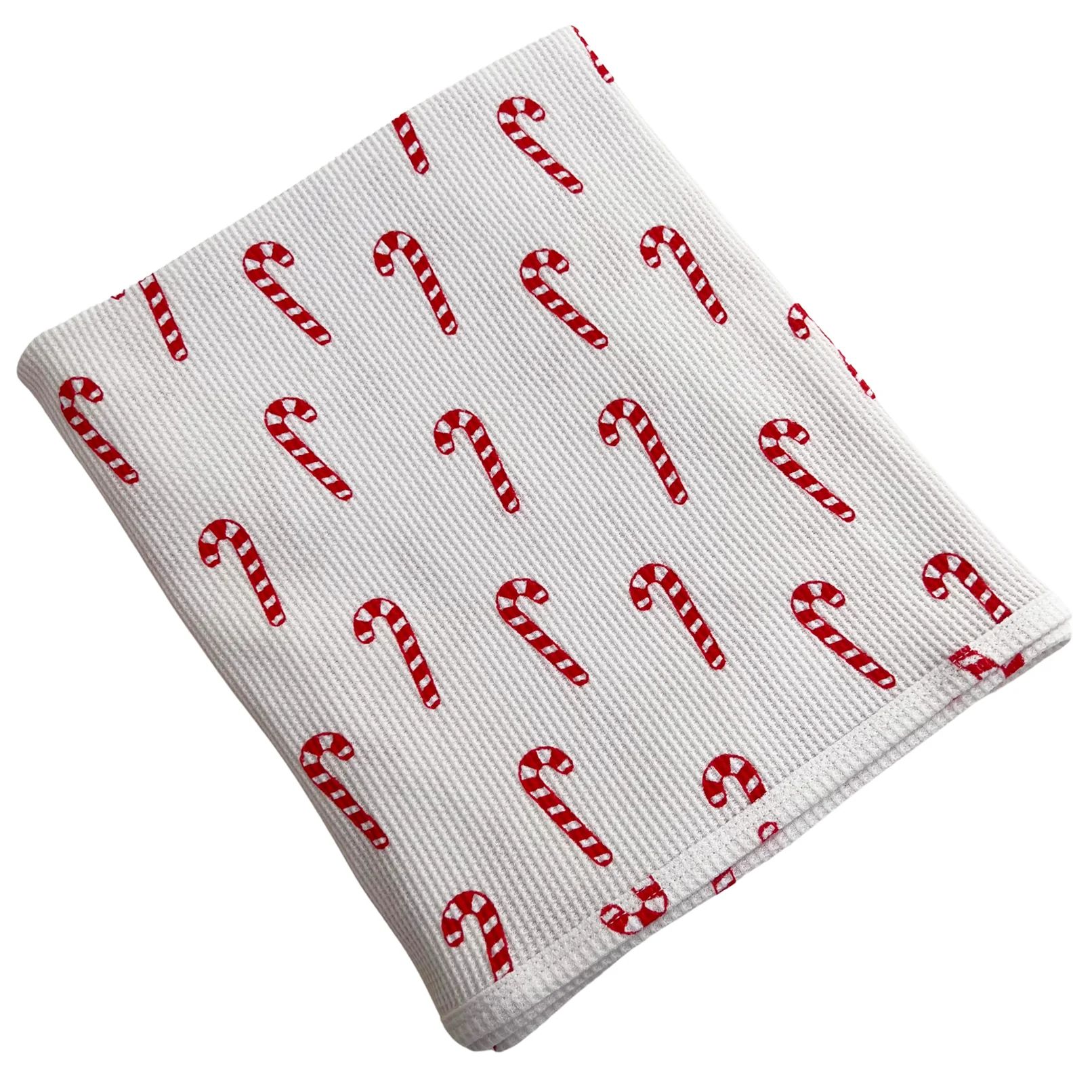 Organic Cotton Waffle Swaddle, Candy Cane | SpearmintLOVE