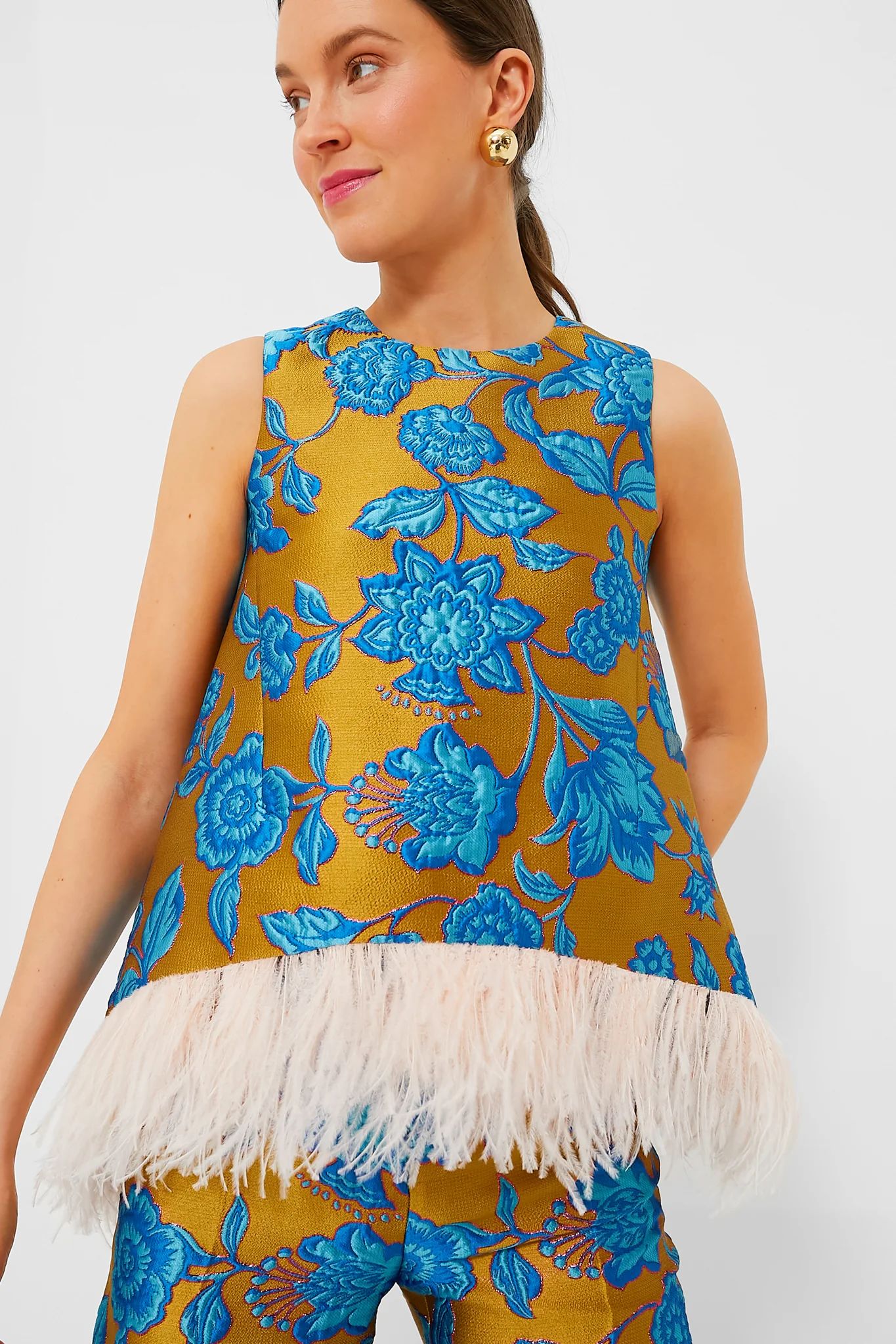 Hottie Jacquard La Scala Top with Feathers | Tuckernuck (US)